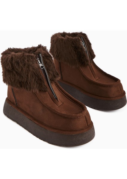 Erva Kahve Süet Kürklü Kadın Bot modelleri