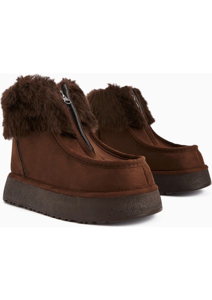 Erva Kahve Süet Kürklü Kadın Bot fırsatları