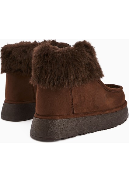 Erva Kahve Süet Kürklü Kadın Bot indirimleri