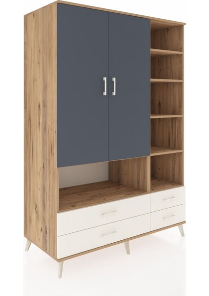 Kronos Dolap 10 Raflı 4 Çekmeceli 2 Kapaklı 132X59X195 Çam-Antrasit/aytaşı fiyatları