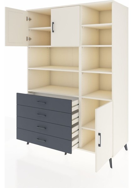 Kronos Dolap 9 Raflı 4 Çekmeceli 3 Kapaklı 132X59X195 Aytaşı-Aytaşı/antrasit modelleri