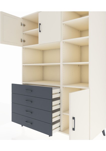 Kronos Dolap 9 Raflı 4 Çekmeceli 3 Kapaklı 132X59X195 Aytaşı-Aytaşı/antrasit fırsatları
