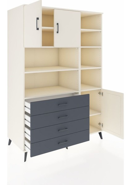 Kronos Dolap 9 Raflı 4 Çekmeceli 3 Kapaklı 132X59X195 Aytaşı-Aytaşı/antrasit indirimleri