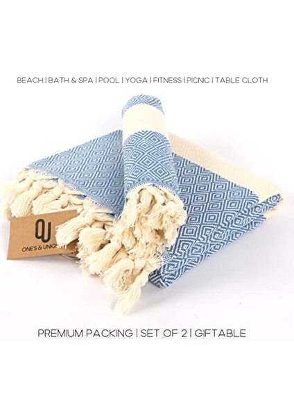 & Plaj Havlusu, 2'li -Peşkir SETI,%100 Organik Pamuk (Mavi) modelleri