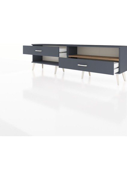 Arges Tv Ünitesi Tek Raflı 2 Çekmeceli 176X30X51 Antrasit-Çam/antrasit modelleri