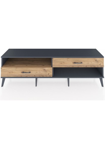Hyperion Tv Ünitesi Tek Raflı 2 Çekmeceli 176X44X51 Antrasit-Çam/çam