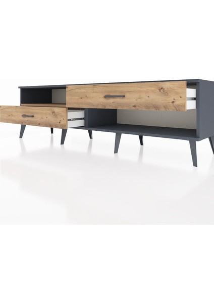 Hyperion Tv Ünitesi Tek Raflı 2 Çekmeceli 176X44X51 Antrasit-Çam/çam fırsatları