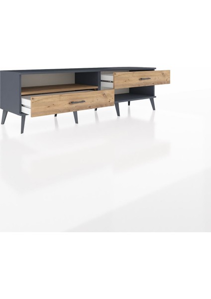 Hyperion Tv Ünitesi Tek Raflı 2 Çekmeceli 176X44X51 Antrasit-Çam/çam indirimleri