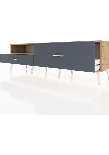Hyperion Tv Ünitesi Tek Raflı 2 Çekmeceli 176X44X51 Çam-Çam/antrasit fırsatları
