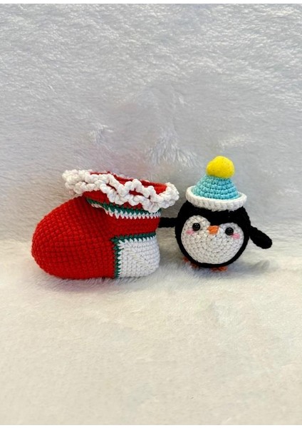 Yılbaşı Çorapta Penguş Amigurumi Organik Oyuncak fiyatları