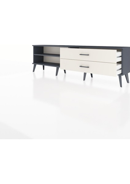 Arges Tv Ünitesi Tek Raflı 2 Çekmeceli 176X30X51 Antrasit-Antrasit/aytaşı modelleri