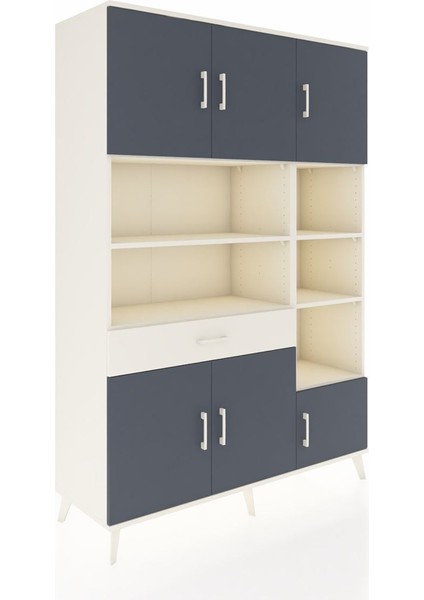 Hyperion Dolap 10 Raflı Tek Çekmeceli 6 Kapaklı 132X44X195 Aytaşı-Antrasit/aytaşı fiyatları