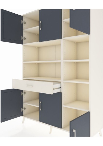 Hyperion Dolap 10 Raflı Tek Çekmeceli 6 Kapaklı 132X44X195 Aytaşı-Antrasit/aytaşı fırsatları