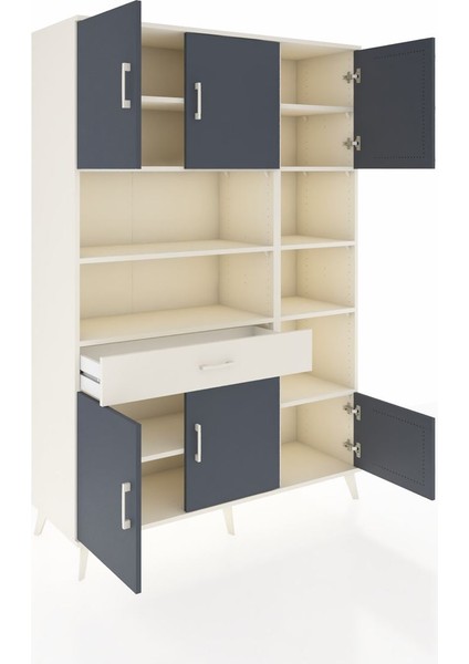 Hyperion Dolap 10 Raflı Tek Çekmeceli 6 Kapaklı 132X44X195 Aytaşı-Antrasit/aytaşı indirimleri