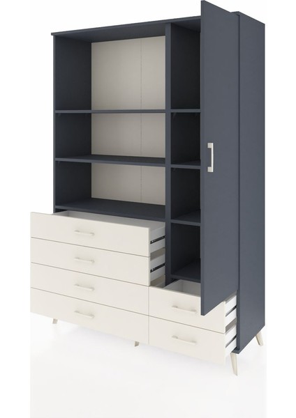 Hyperion Dolap 7 Raflı 6 Çekmeceli Tek Kapaklı 132X44X195 Antrasit-Antrasit/aytaşı modelleri