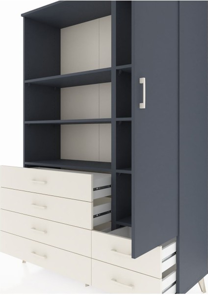 Hyperion Dolap 7 Raflı 6 Çekmeceli Tek Kapaklı 132X44X195 Antrasit-Antrasit/aytaşı fırsatları