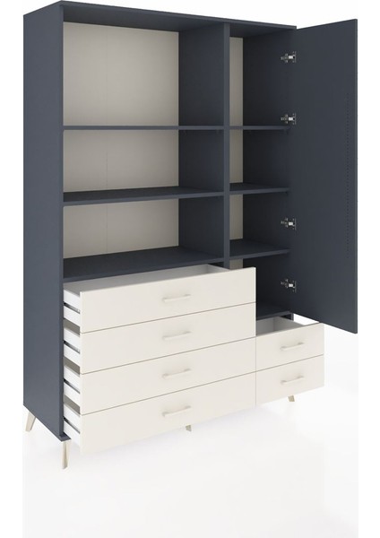 Hyperion Dolap 7 Raflı 6 Çekmeceli Tek Kapaklı 132X44X195 Antrasit-Antrasit/aytaşı indirimleri