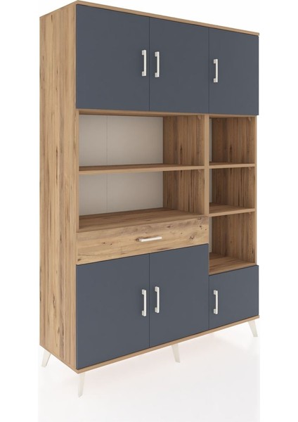 Hyperion Dolap 10 Raflı Tek Çekmeceli 6 Kapaklı 132X44X195 Çam-Antrasit/çam fiyatları