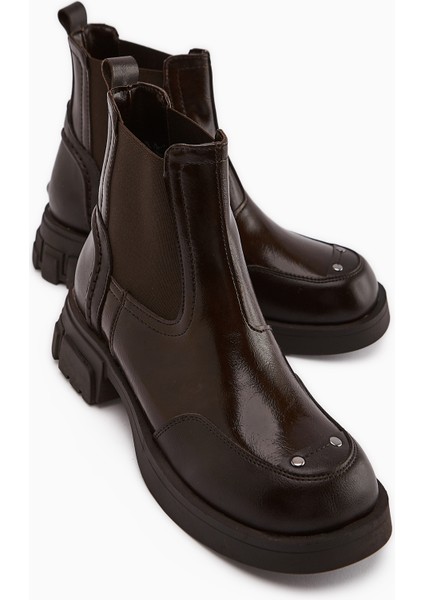 Emely Kahve Lastikli Kadın Bot modelleri