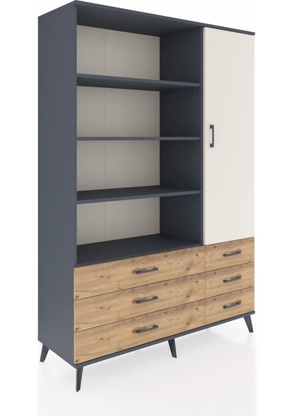 Hyperion Dolap 8 Raflı 6 Çekmeceli Tek Kapaklı 132X44X195 Antrasit-Aytaşı/çam fiyatları