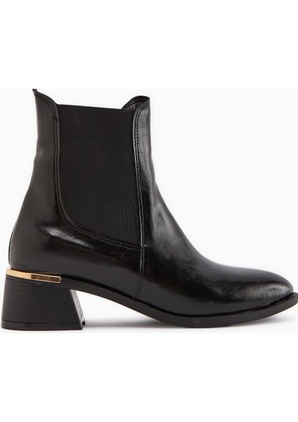 Verna Siyah Lastikli Kadın Topuklu Bot