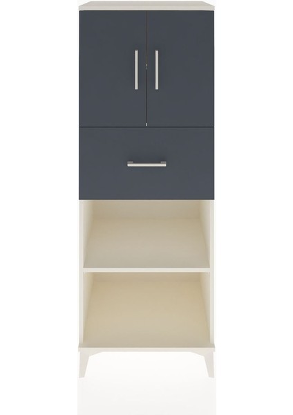 Hyperion Dolap 3 Raflı Tek Çekmeceli 2 Kapaklı 60X44X163 Aytaşı-Antrasit