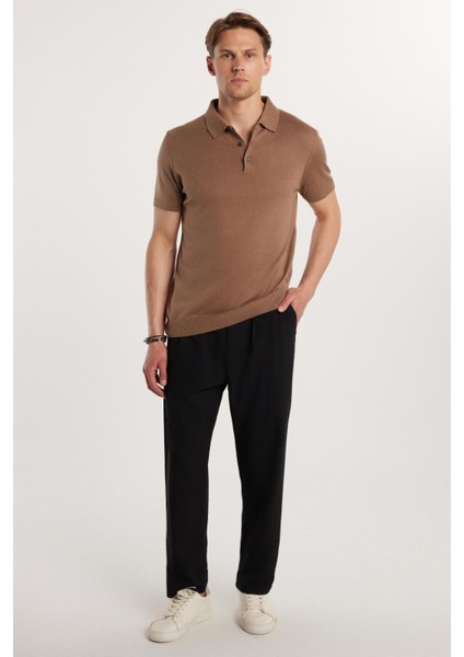 Erkek regular Fit Çift Pileli Beli Lastikli Rahat Kesim Bol Paça Baggy siyah Pantolon indirimleri