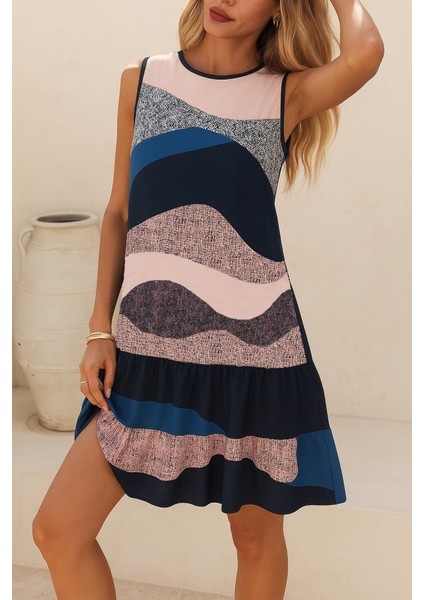 Kadın Kolsuz Sırttan Bağlamalı Fırfırlı Leopar Desenli Dalgıç Elbise fırsatları