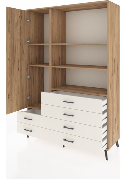 Hyperion Dolap 7 Raflı 6 Çekmeceli Tek Kapaklı 132X44X195 Çam-Çam/aytaşı modelleri