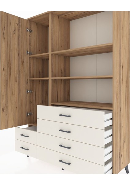 Hyperion Dolap 7 Raflı 6 Çekmeceli Tek Kapaklı 132X44X195 Çam-Çam/aytaşı fırsatları