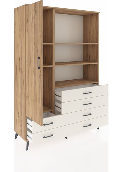 Hyperion Dolap 7 Raflı 6 Çekmeceli Tek Kapaklı 132X44X195 Çam-Çam/aytaşı indirimleri