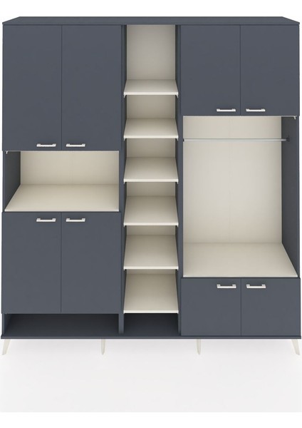 Hyperion Dolap 18 Raflı 8 Kapaklı Tek Askılı 220X44X243 Antrasit-Antrasit/aytaşı