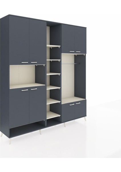 Hyperion Dolap 18 Raflı 8 Kapaklı Tek Askılı 220X44X243 Antrasit-Antrasit/aytaşı fiyatları