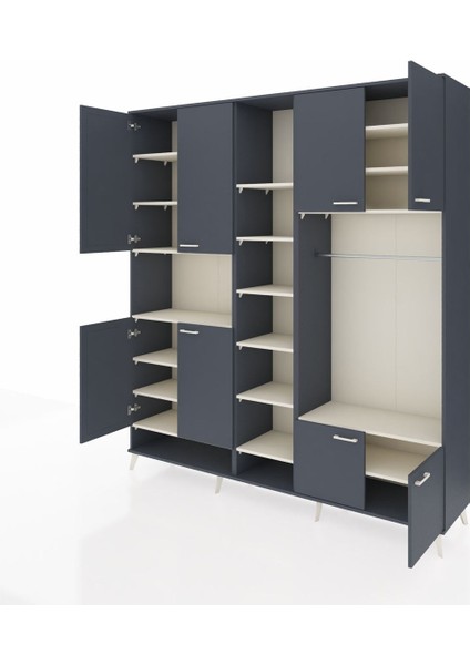 Hyperion Dolap 18 Raflı 8 Kapaklı Tek Askılı 220X44X243 Antrasit-Antrasit/aytaşı modelleri