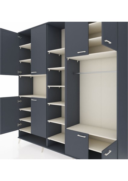 Hyperion Dolap 18 Raflı 8 Kapaklı Tek Askılı 220X44X243 Antrasit-Antrasit/aytaşı fırsatları