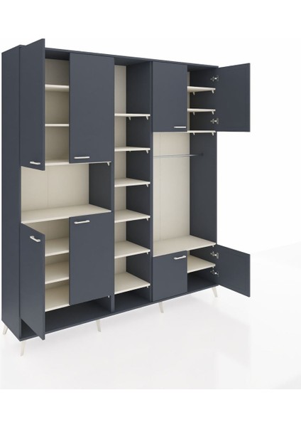 Hyperion Dolap 18 Raflı 8 Kapaklı Tek Askılı 220X44X243 Antrasit-Antrasit/aytaşı indirimleri