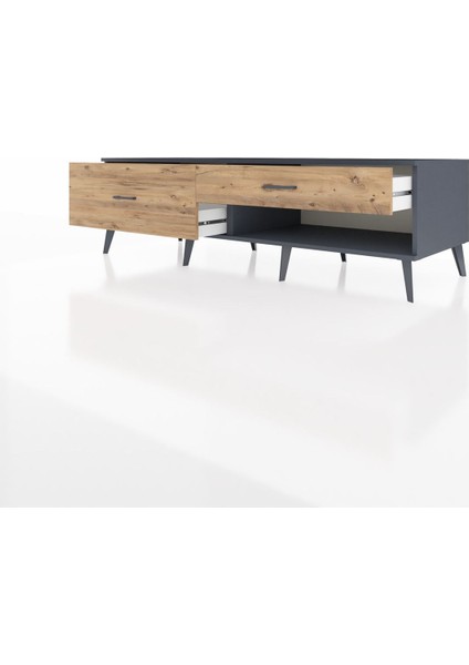 Kronos Tv Ünitesi 2 Çekmeceli 176X59X51 Antrasit-Antrasit/çam modelleri