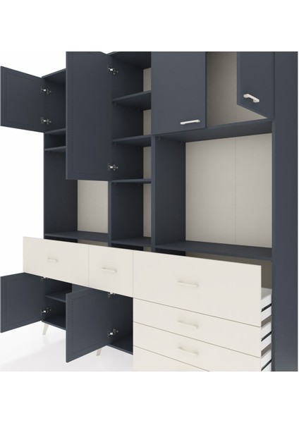 Hyperion Dolap 10 Raflı 6 Çekmeceli 8 Kapaklı 220X44X243 Antrasit-Antrasit/aytaşı fırsatları