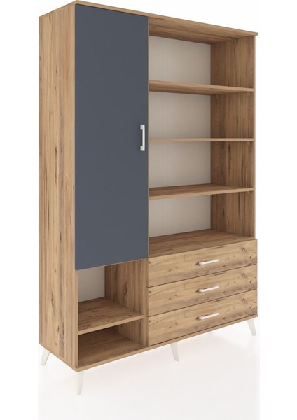 Hyperion Dolap 9 Raflı 3 Çekmeceli Tek Kapaklı 132X44X195 Çam-Antrasit/çam fiyatları