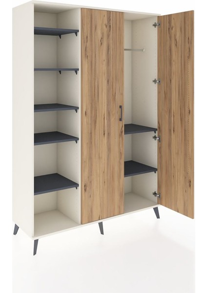Hyperion Dolap 7 Raflı 2 Kapaklı Tek Askılı 132X44X195 Aytaşı-Çam/antrasit indirimleri