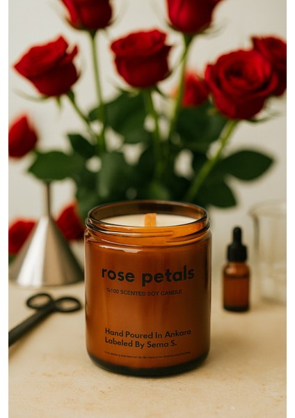 : Rose Petals : Amber Cam Kavanozda : Kokulu Soya Mum (Gül Yaprakları) fiyatları