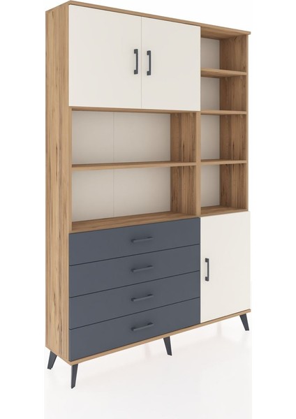 Arges Dolap 9 Raflı 4 Çekmeceli 3 Kapaklı 132X30X195 Çam-Aytaşı/antrasit fiyatları