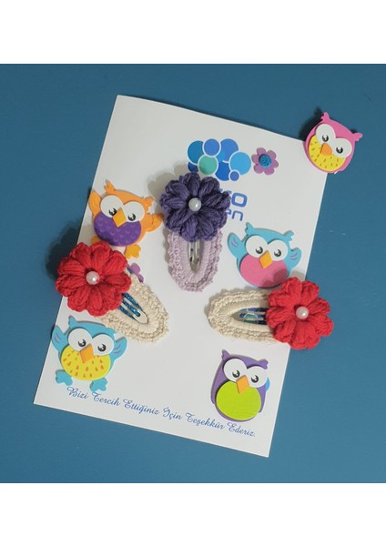 Kız Çocuk Bebek Örgü Yün Tül Fiyonk Doğum Günü Hediye Üçlü Sevimli Çıtçıt Klips Toka Seti