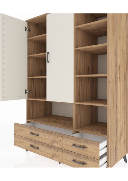 Kronos Dolap 10 Raflı 4 Çekmeceli 2 Kapaklı 132X59X195 Çam-Aytaşı/çam fırsatları