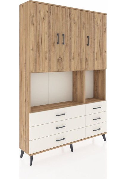 Arges Dolap 6 Raflı 6 Çekmeceli 3 Kapaklı 132X30X195 Çam-Çam/aytaşı fiyatları