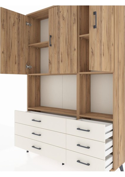 Arges Dolap 6 Raflı 6 Çekmeceli 3 Kapaklı 132X30X195 Çam-Çam/aytaşı fırsatları
