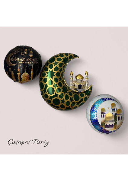 Hoşgeldin Ya Şehri Ramazan Folyo Balon Seti - 2 Adet 45 cm - 1 Adet 65.5 × 63 cm