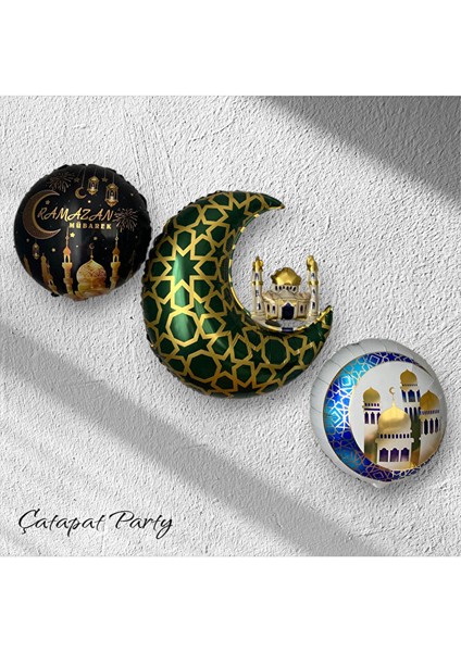 Hoşgeldin Ya Şehri Ramazan Folyo Balon Seti - 2 Adet 45 cm - 1 Adet 65.5 × 63 cm modelleri