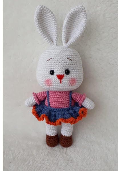 Pembe Yanak Tavşan Amigurumi Organik Oyuncak
