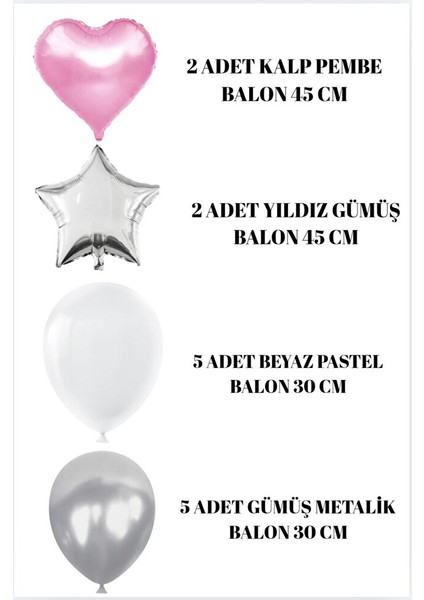 Kalp Yıldız Konsepti - Doğum Günü Seti - Yaş Günü Renkli Balon Partisi Seti fiyatları